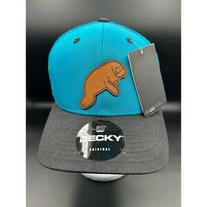 Decky Classic Snap Back Mesh Trucker Cap Blue Happy‎ Manatee Monday